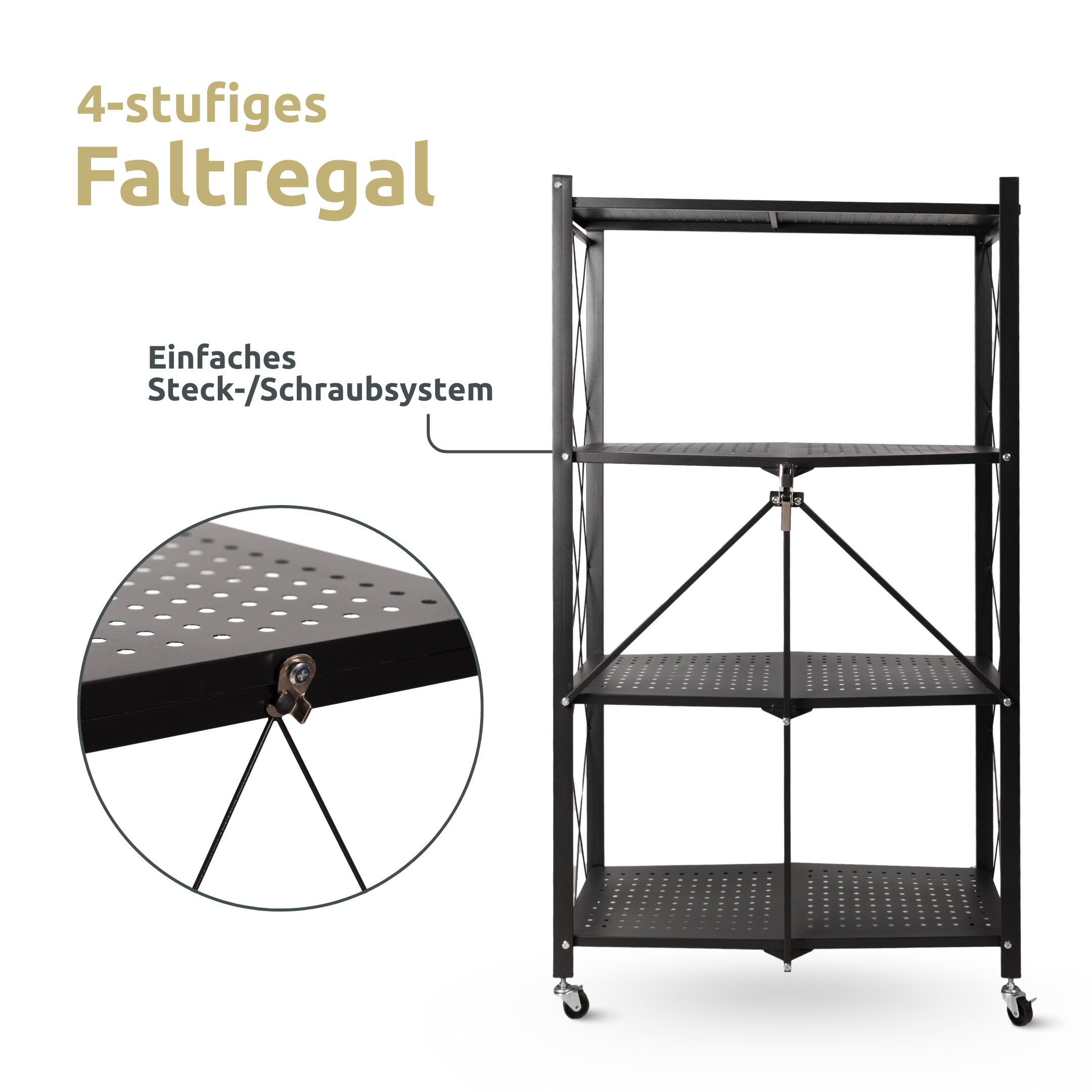 Klappbares Regal mit 4 Etagen 72x34x127 cm