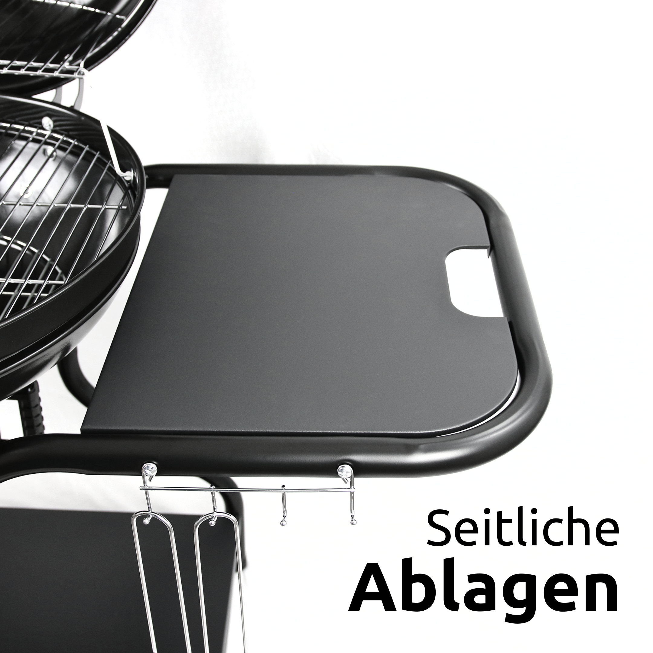 BBQ Kugelgrill mit zwei Ablagen und Grillhandschuhen