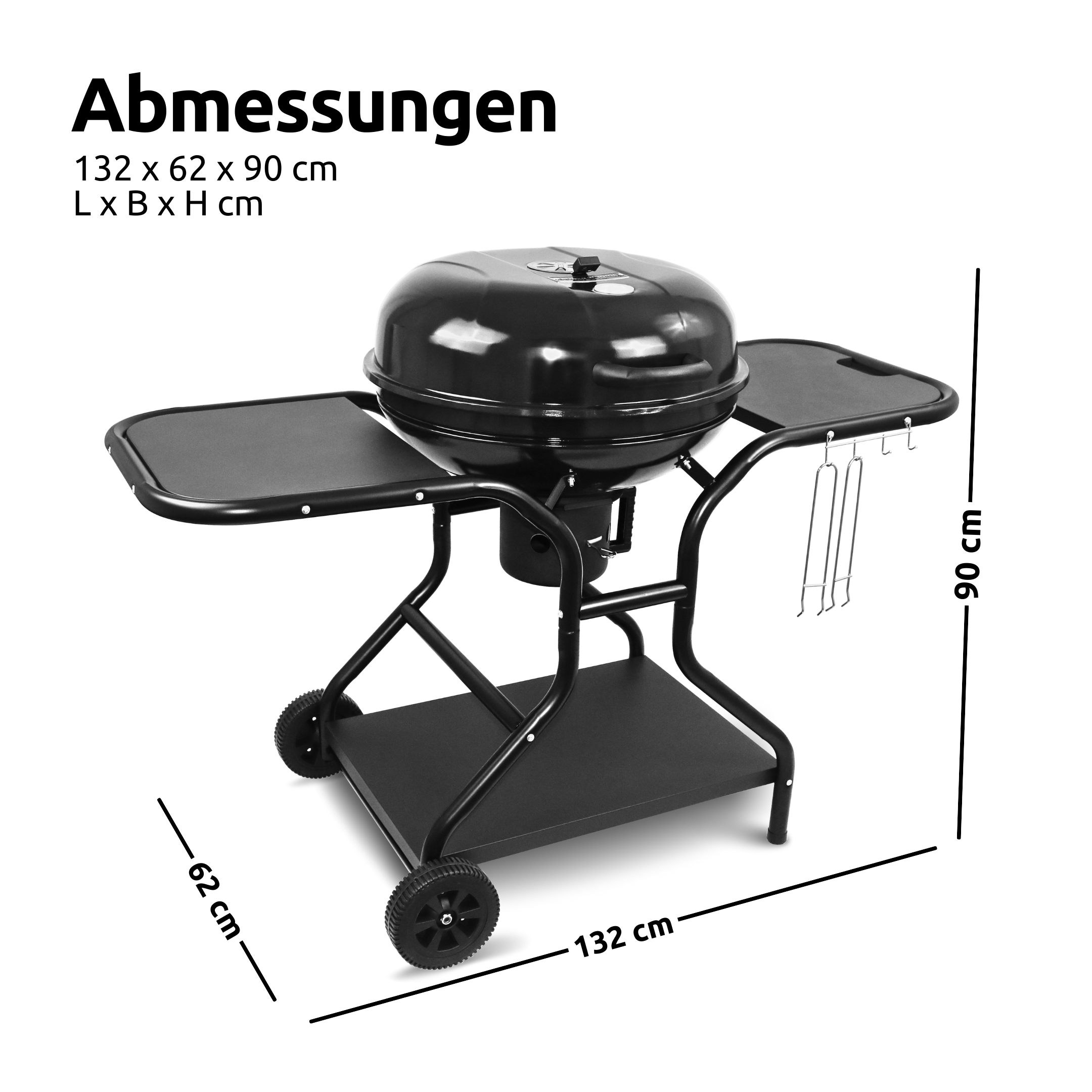 BBQ Kugelgrill mit zwei Ablagen und Grillhandschuhen