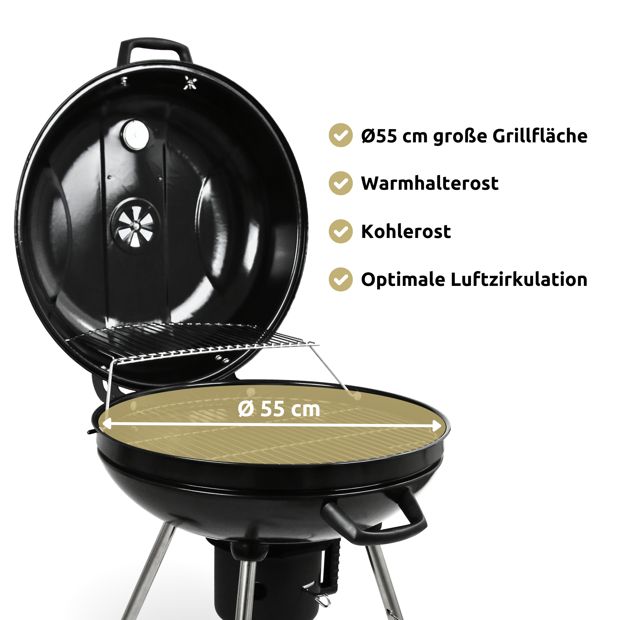 BBQ Kugelgrill mit Ablage und Handschuhen