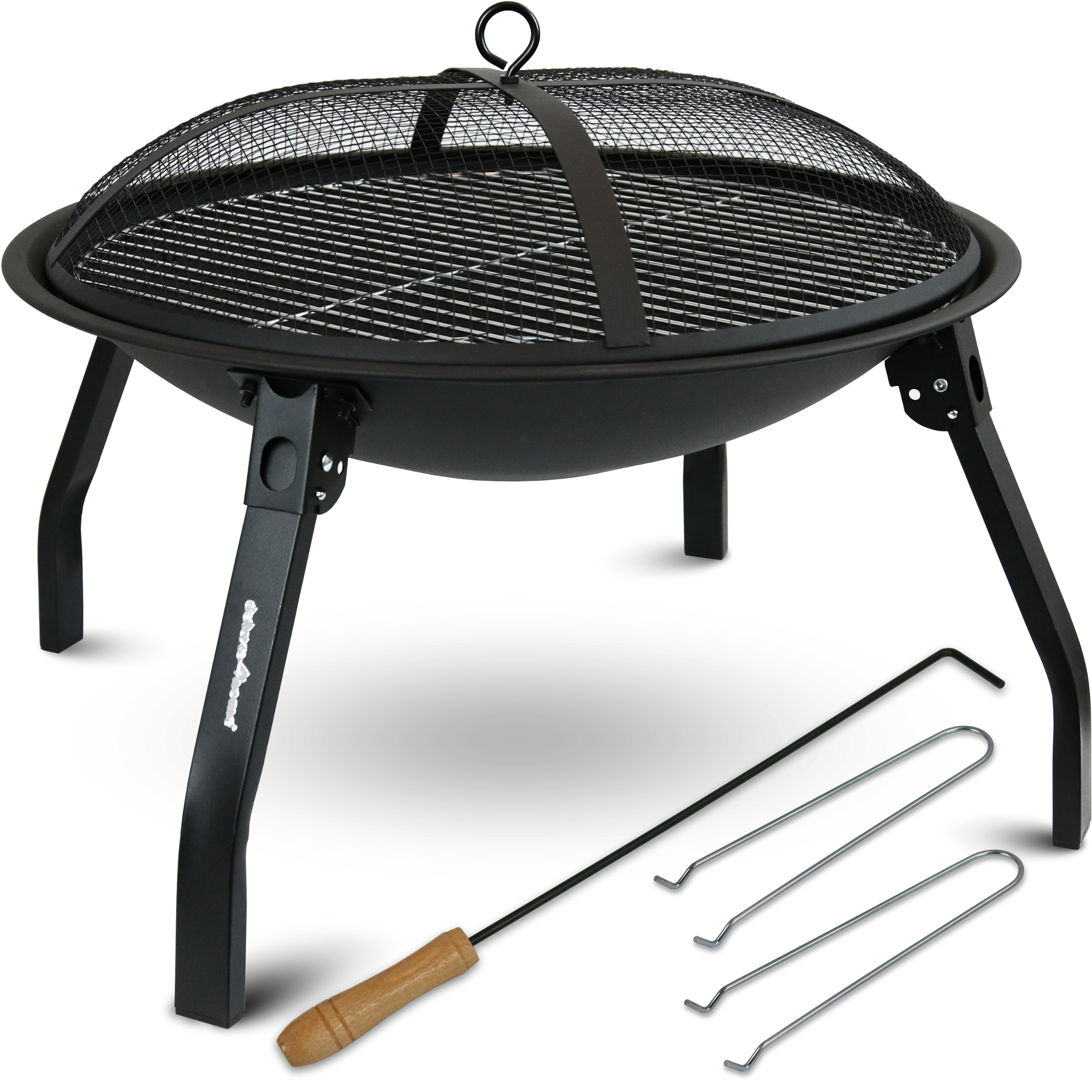 Feuerschale XL I Grillrost + Funkenschutzdeckel I 55 cm Durchmesser, schwarz