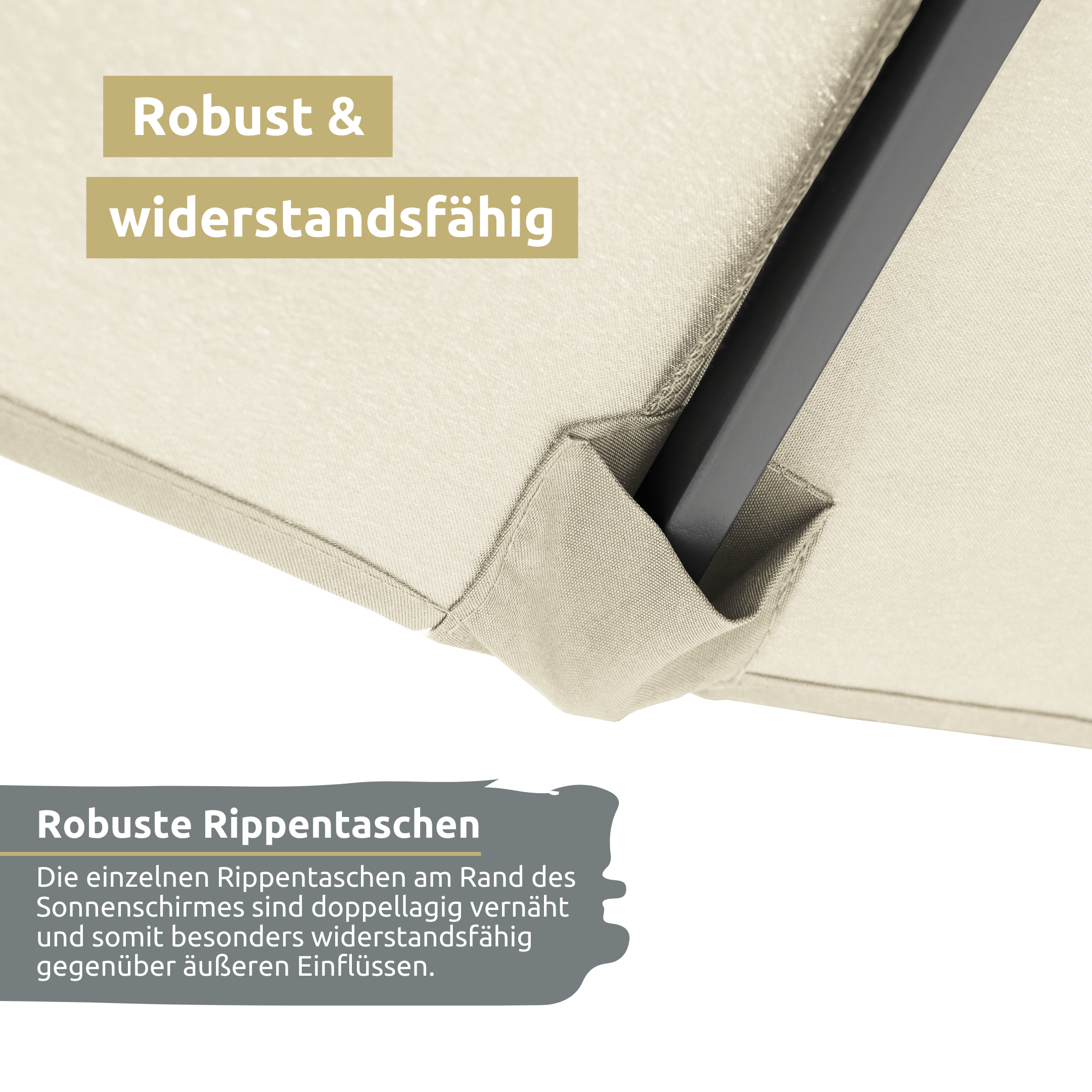 Sonnenschirm Halbrund für Balkon Terrasse Radius 150cm Creme