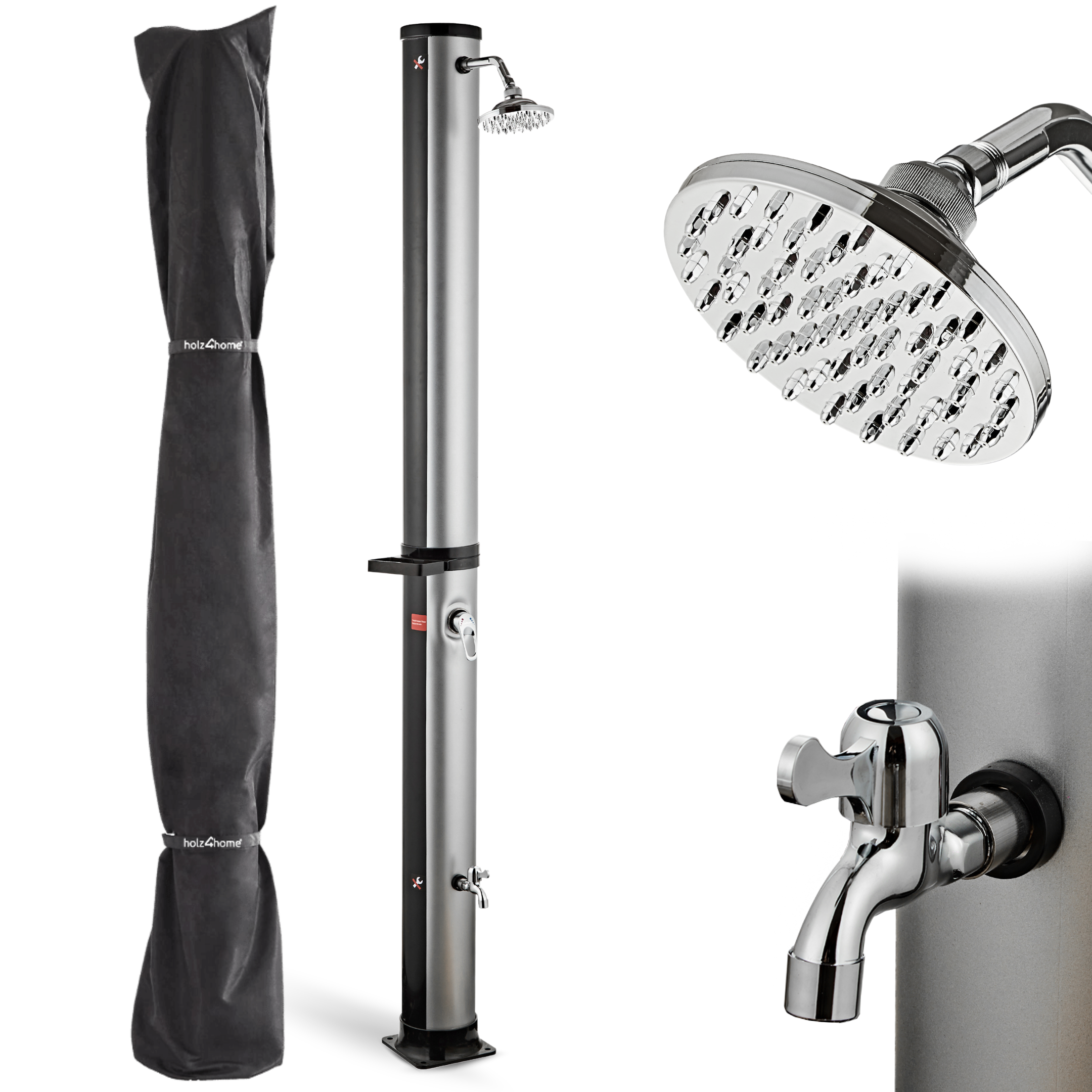 Solardusche mit Wasserspeicher für Pool, Garten und Camping - Gartendusche inkl. Schutzhülle