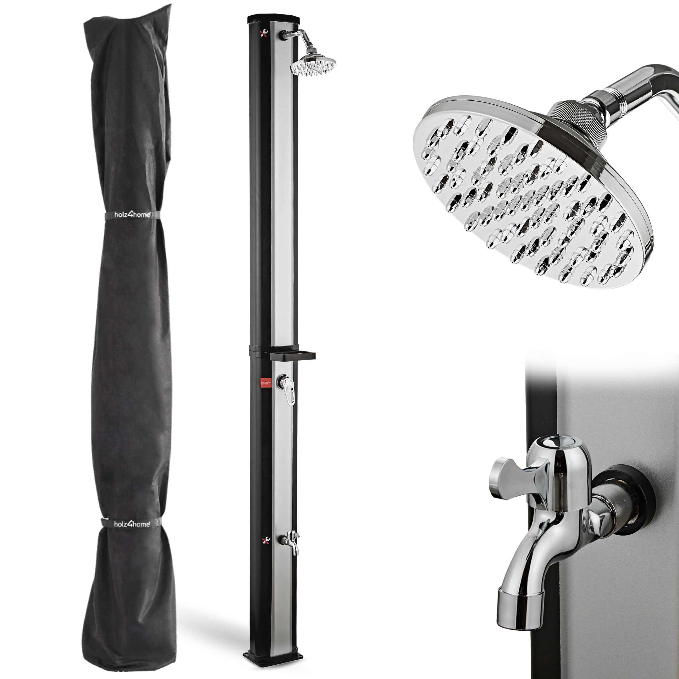 Solardusche mit Wasserspeicher für Pool, Garten und Camping - Gartendusche inkl. Schutzhülle