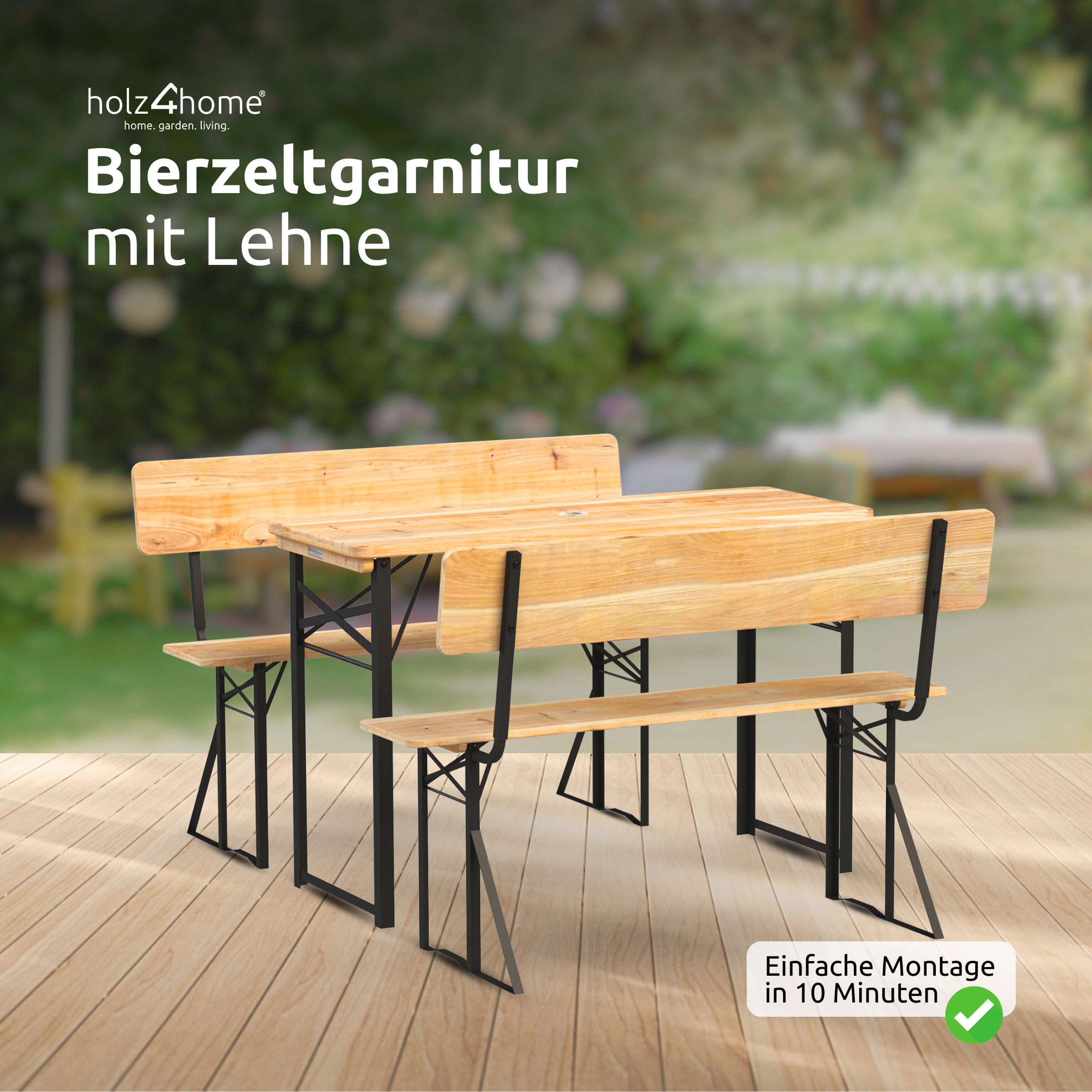 Bierzeltgarnitur - mehrteilig & klappbar inkl. Wandhalterung