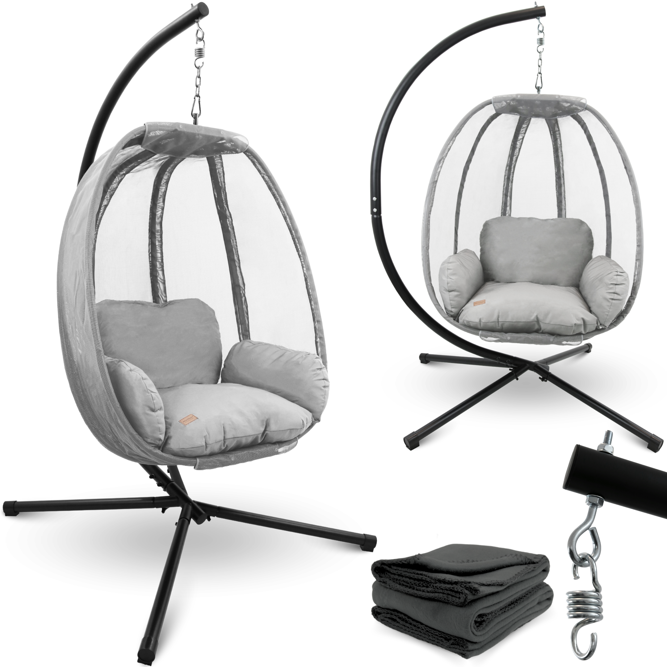 Hängesessel mit Gestell I Indoor & Outdoor inkl. Kuscheldecke
