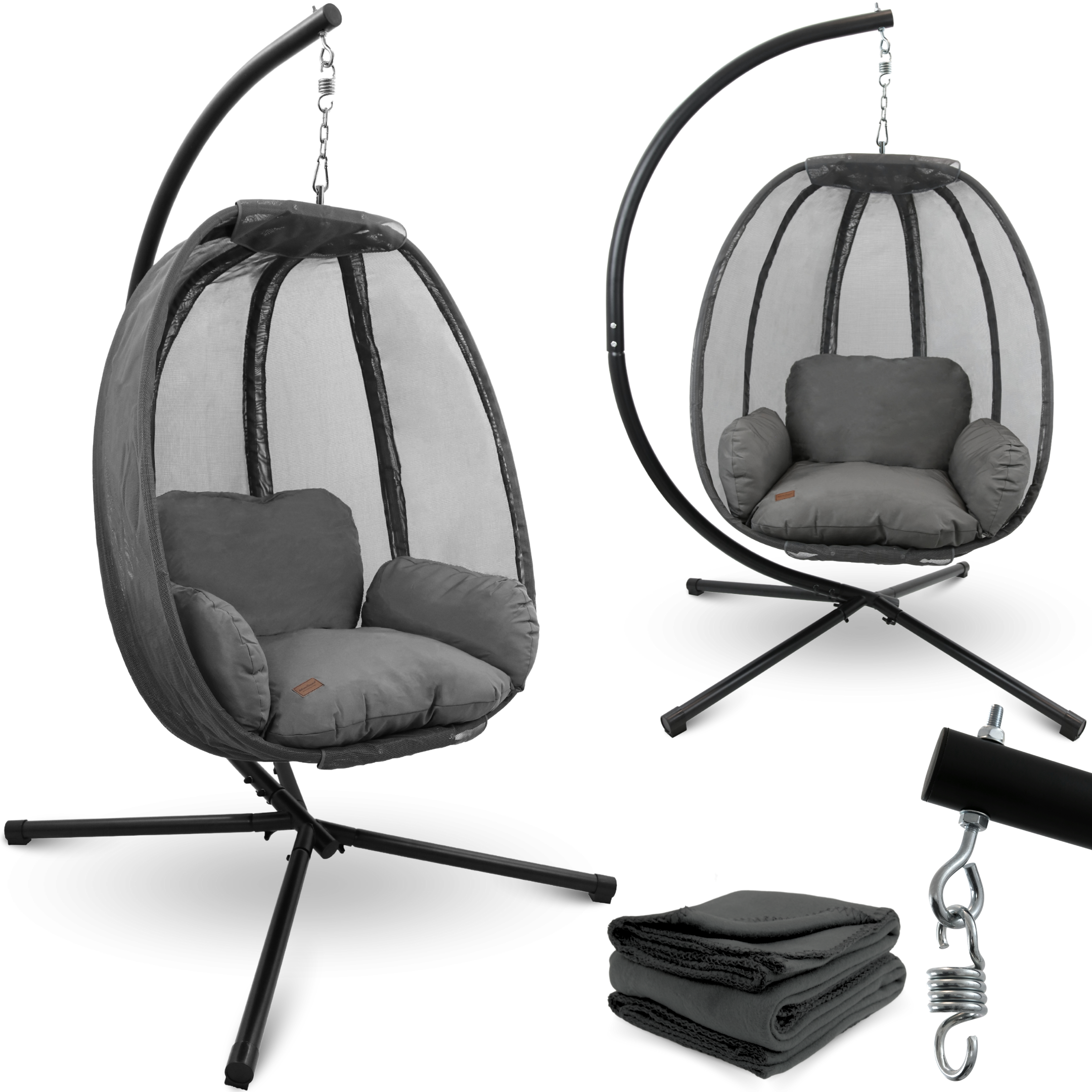Hängesessel mit Gestell I Indoor & Outdoor inkl. Kuscheldecke