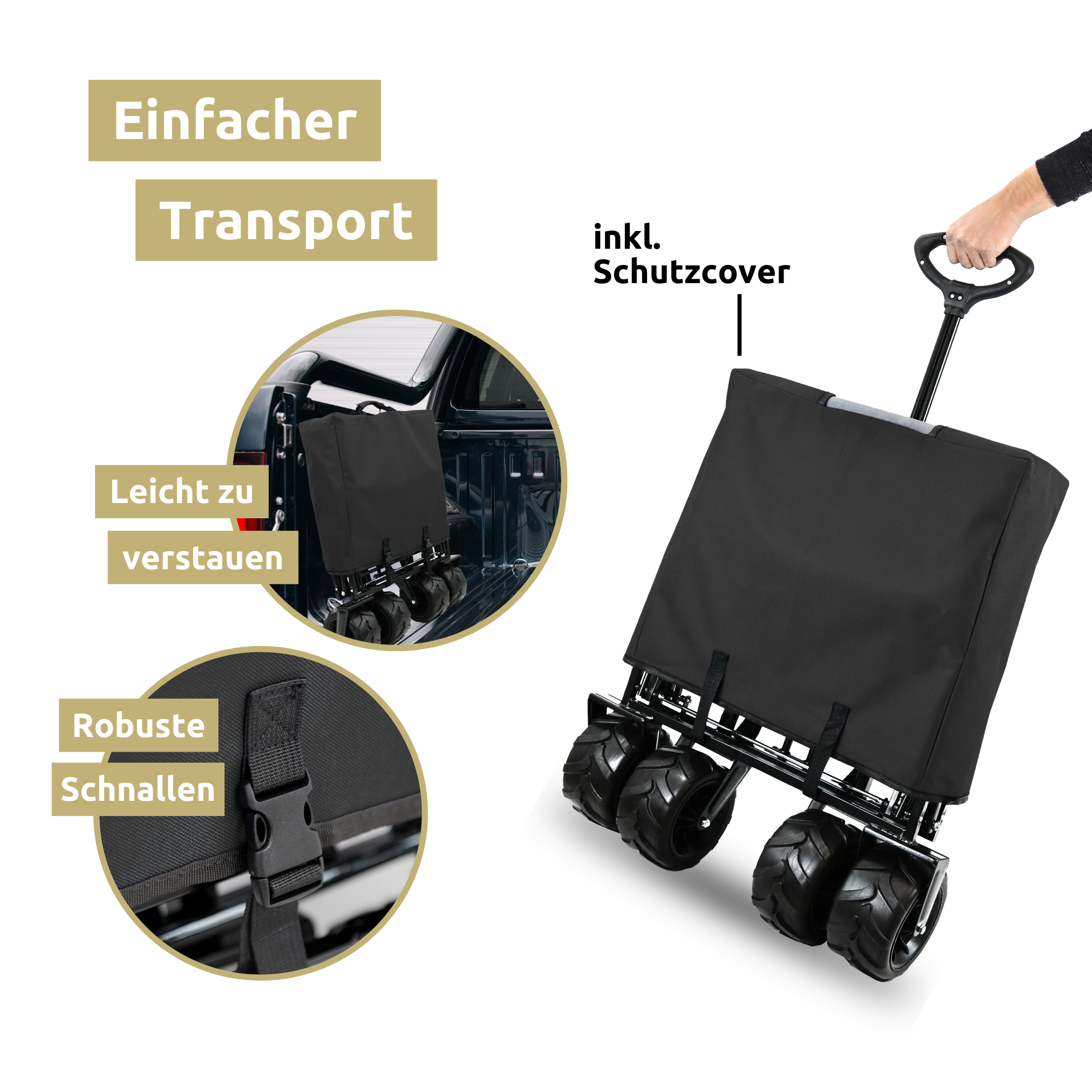 Bollerwagen mit breiten Reifen
