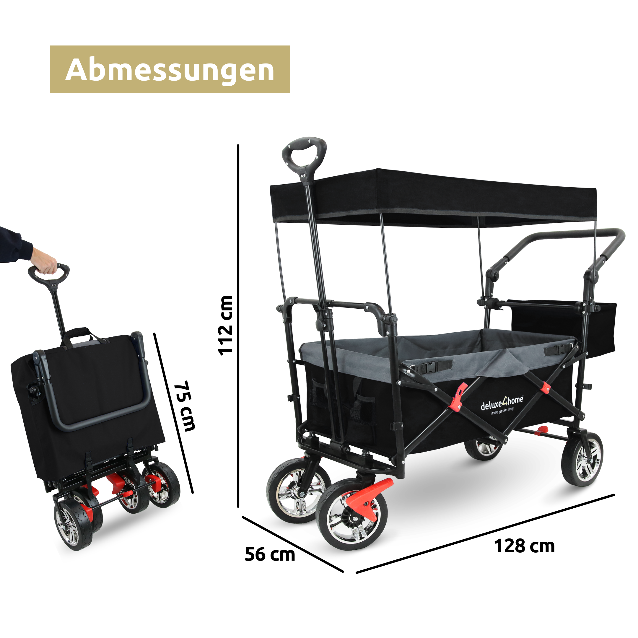 Bollerwagen | Transportwagen faltbar mit Dach