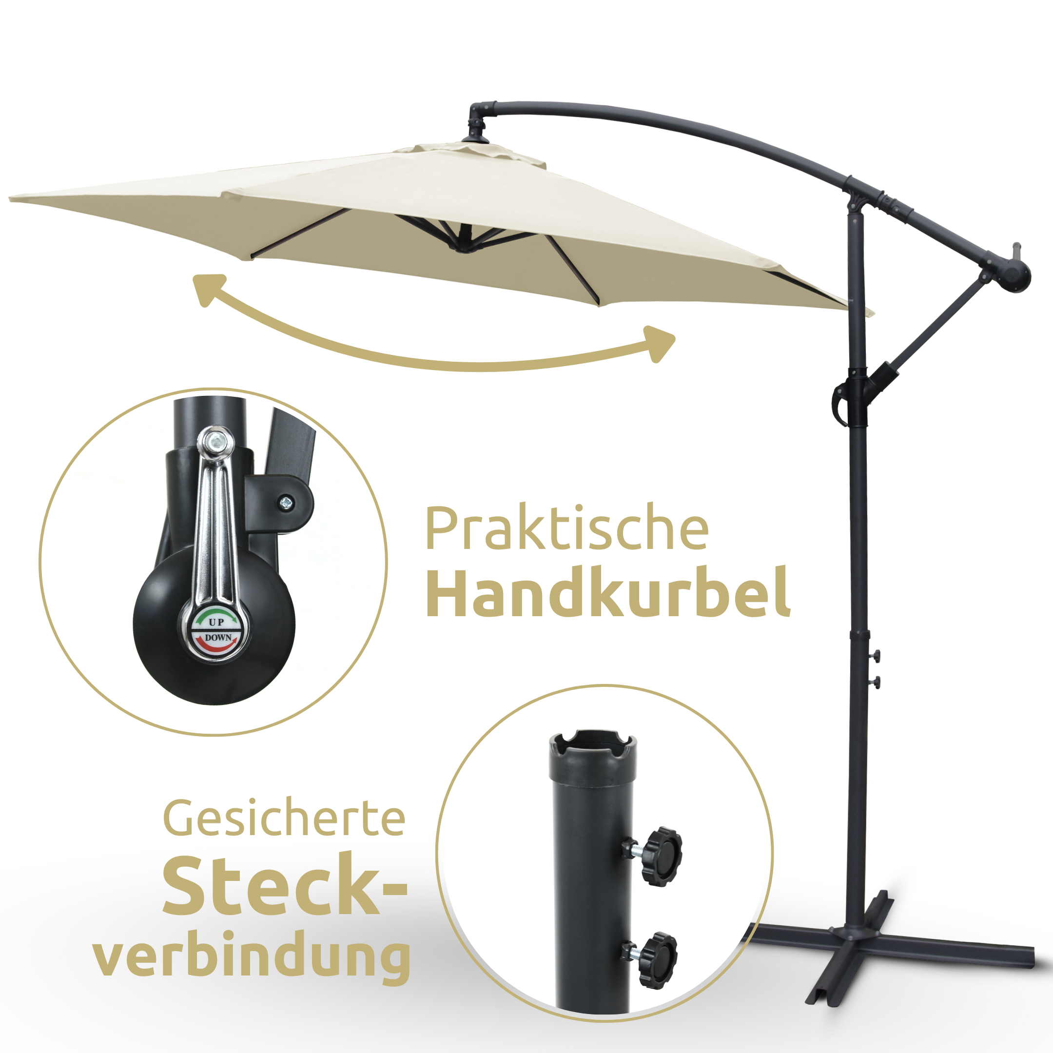 Sonnenschirm Ampelschirm mit Ständer ⌀ 270cm