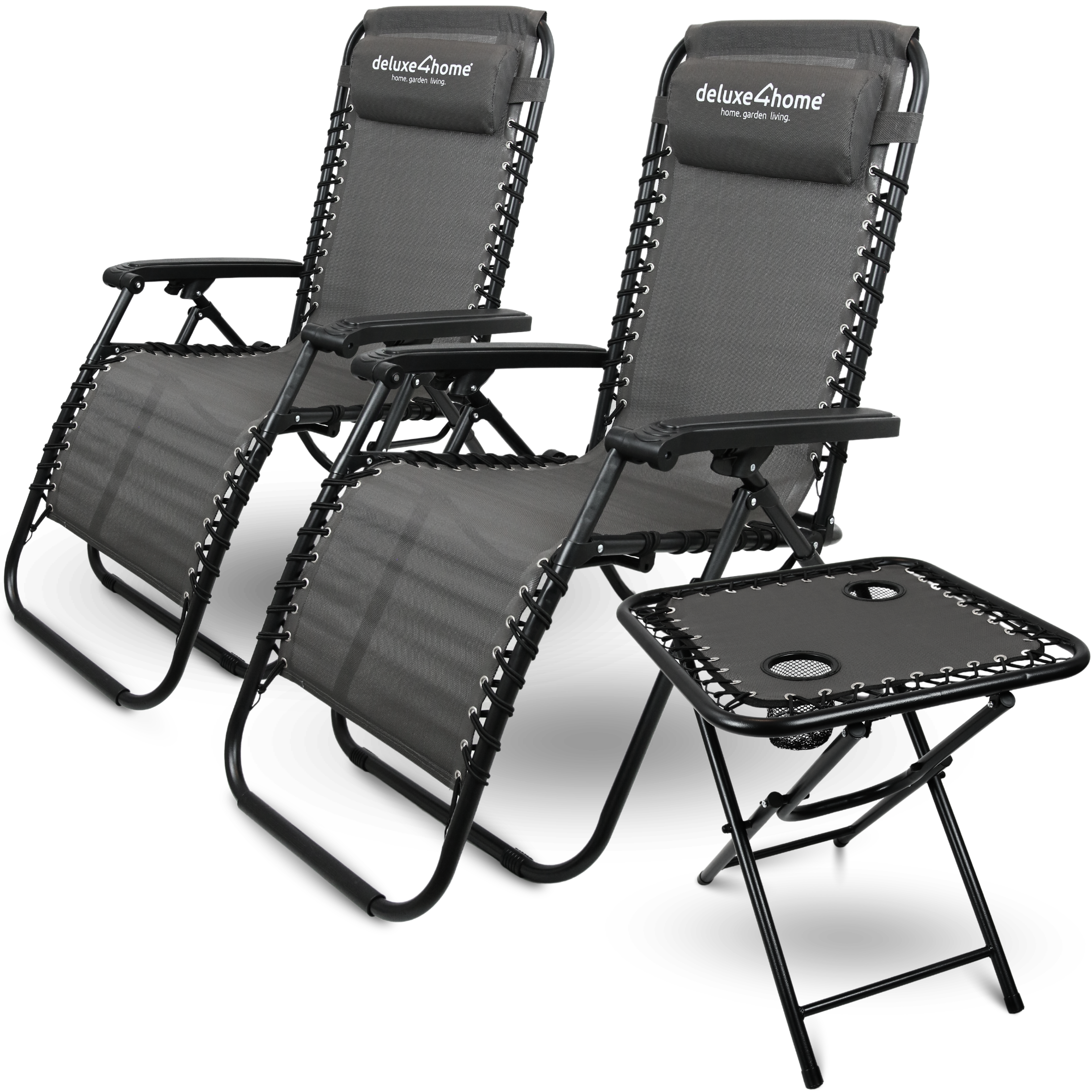 Liegestühle mit Klapptisch faltbar mit gepolsterter Kopflehne