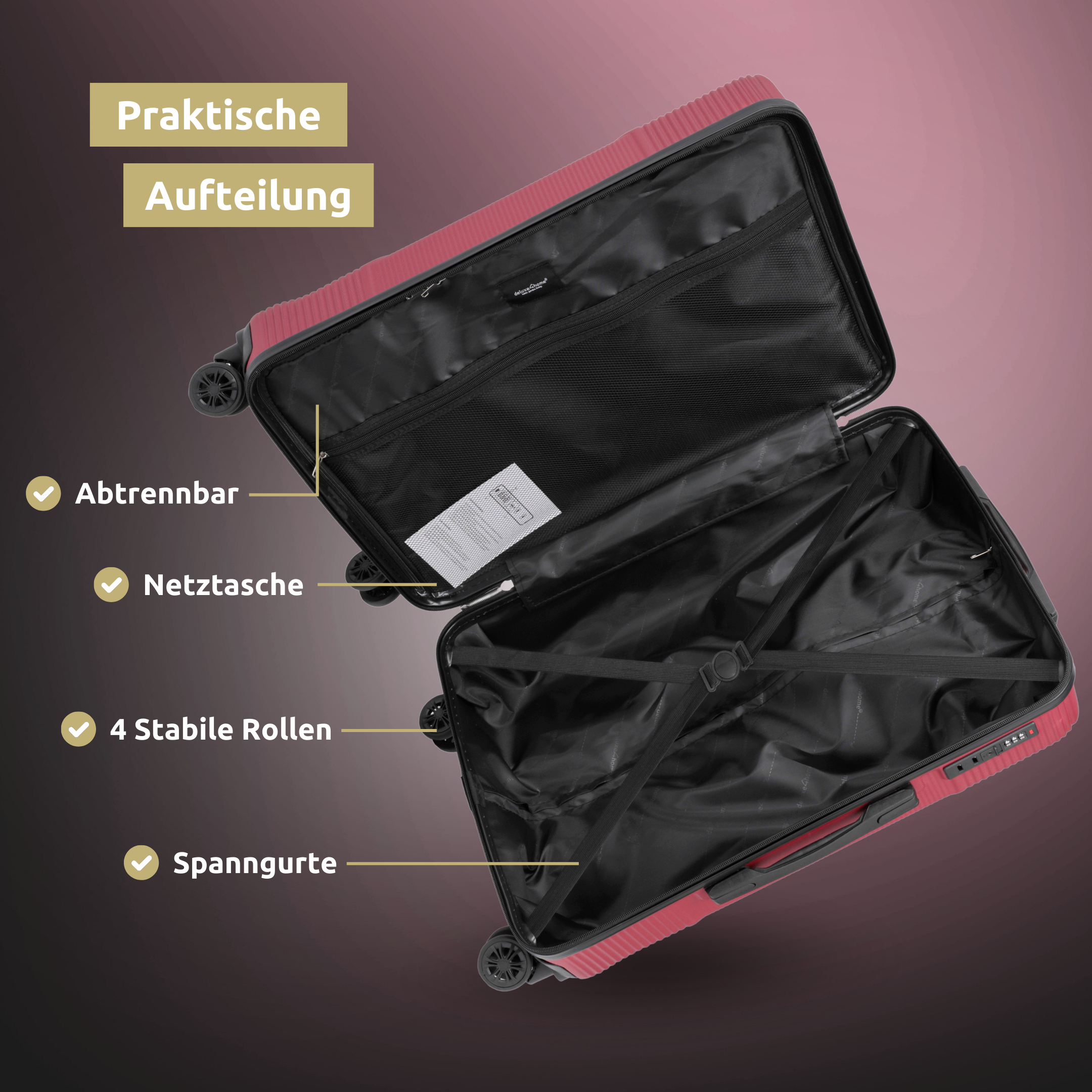 4-teiliges Hartschalenkofferset mit Schloss