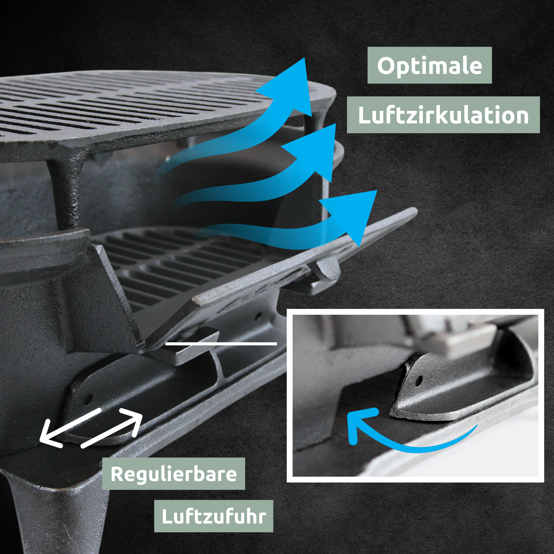 XXL Gusseisen Holzkohle Grill mit Grillrost | Camping Grill, Hibachi Style