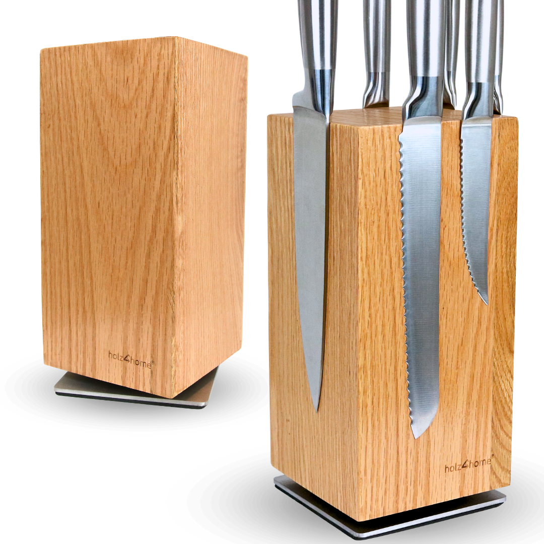 Magnetischer Messerblock 360° drehbar aus Eichenholz