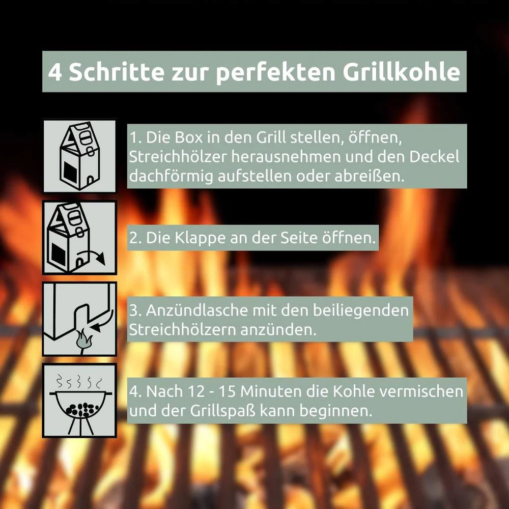 Light-UP-Box 4in1 Grillbox Grillkohle Grillholzkohle