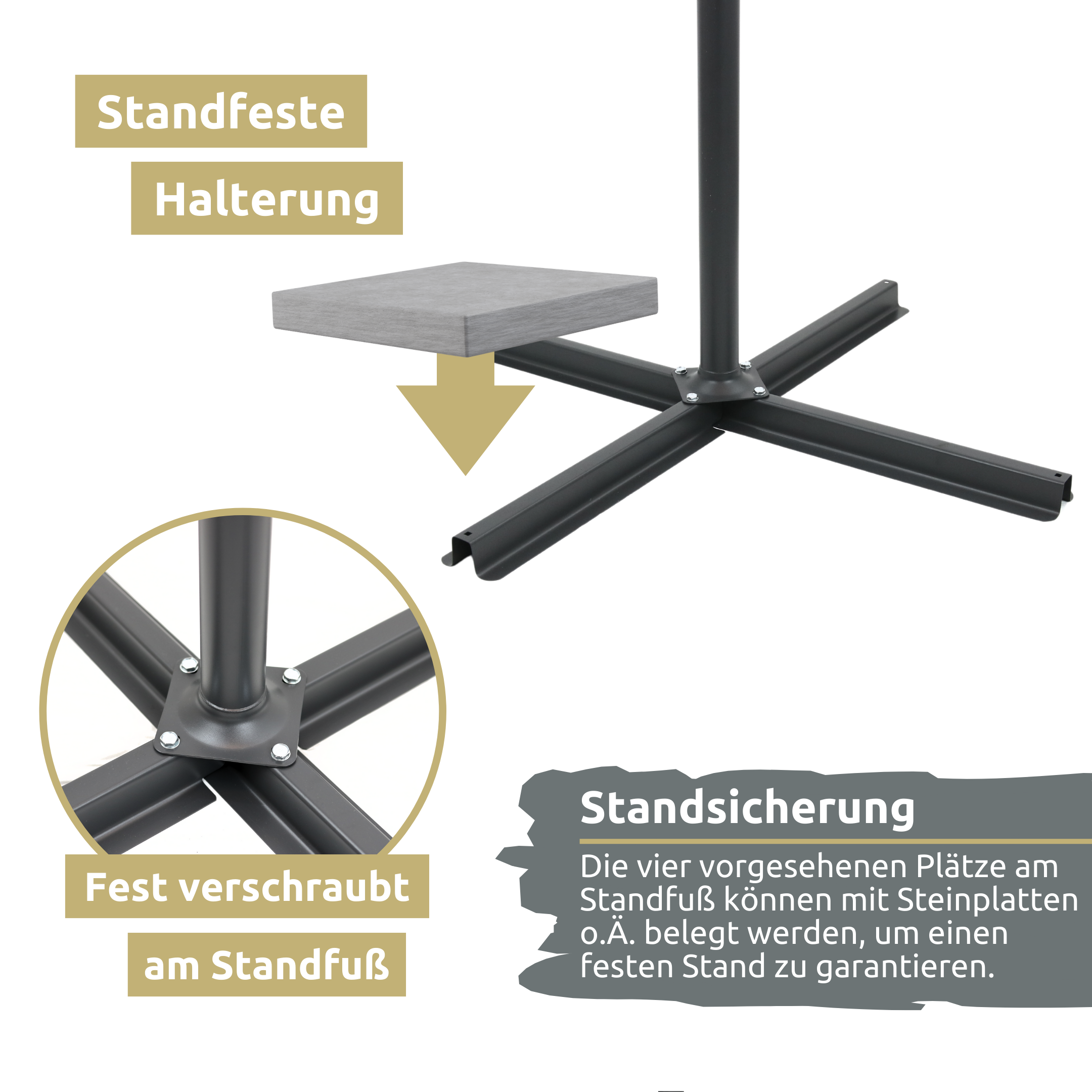 Sonnenschirm Ampelschirm mit Ständer ⌀ 270cm