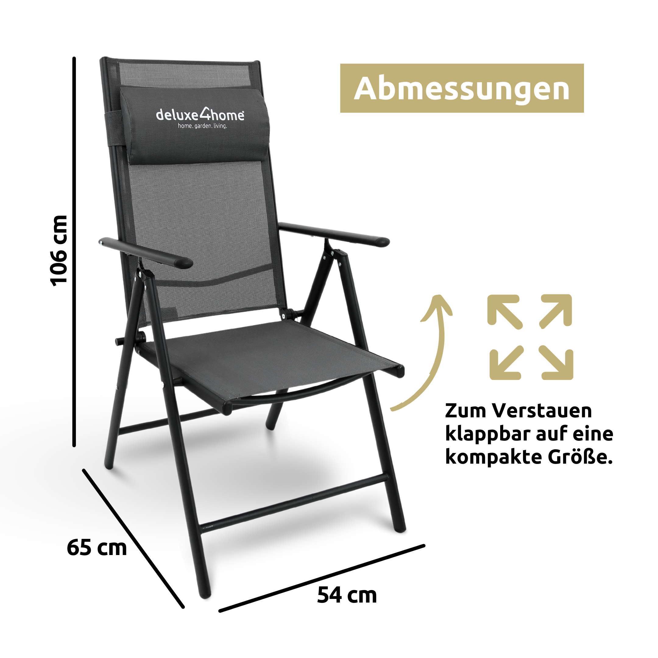 Gartenstuhl Klappstuhl mit 7-stufig verstellbarer Rückenlehne