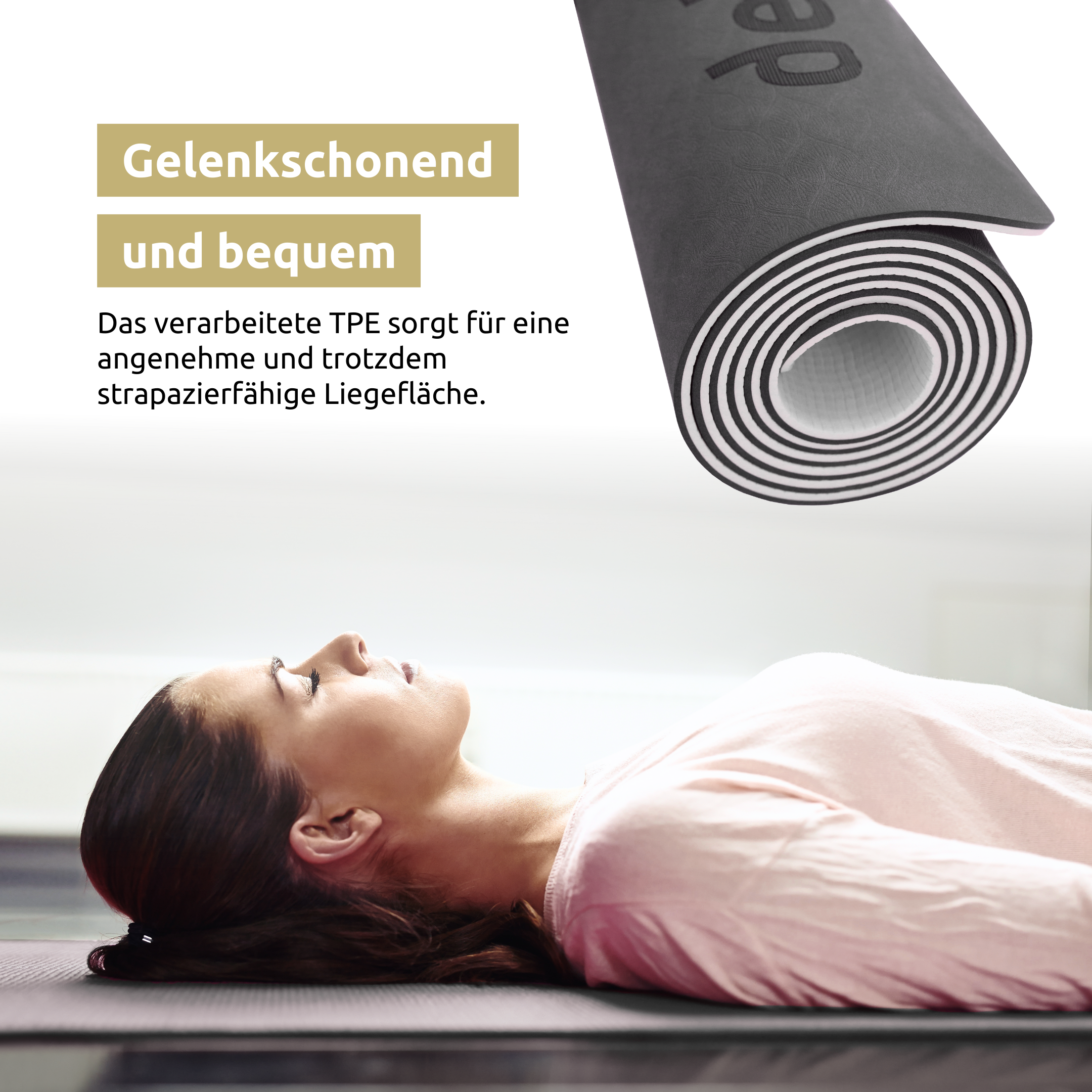 Yogamatte rutschfest TPE I mit Tragegurt und Ausrichtungslinien